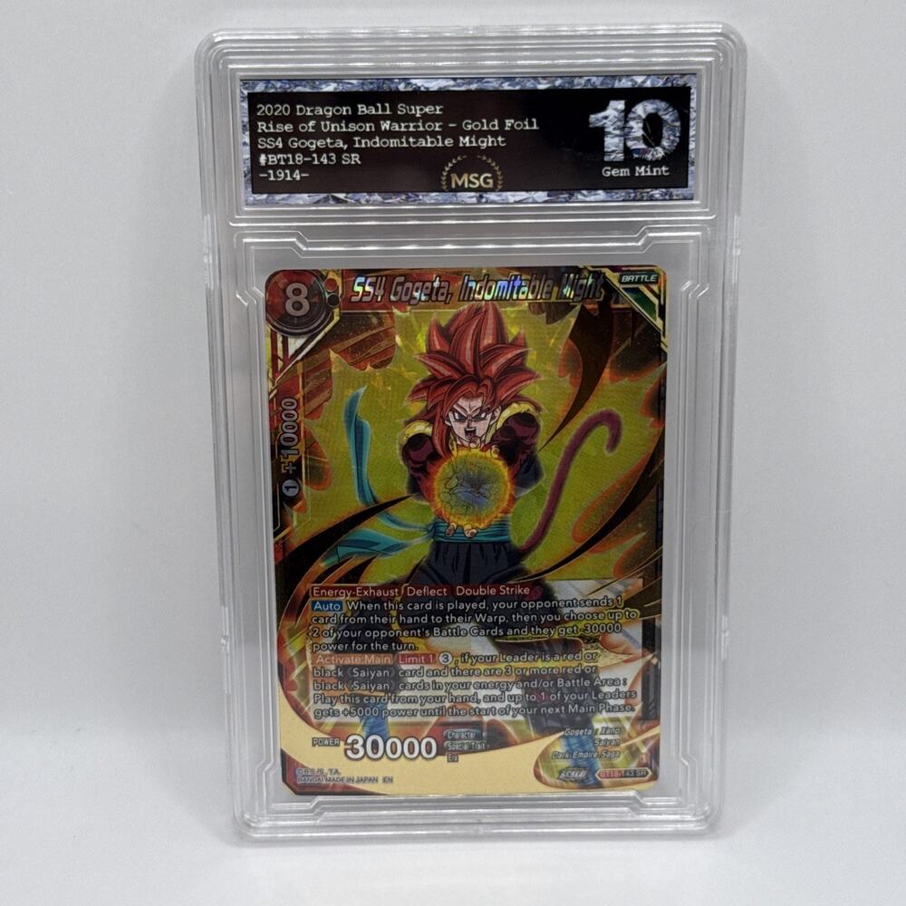 SS4 Gogeta, Indomitable Might Foil Dawn of the Z-Legends BT18-143 Graded 10